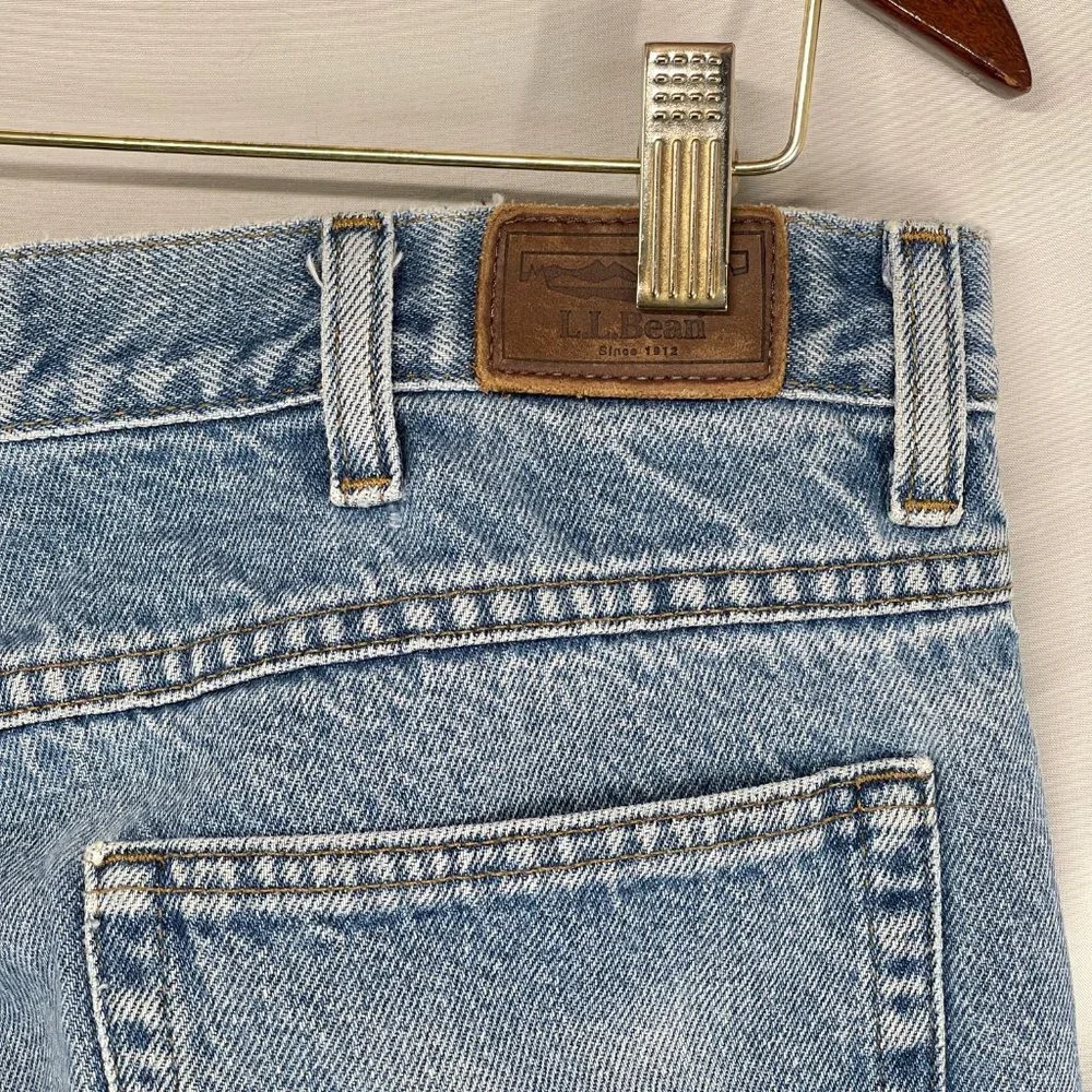 LL Bean Flannel Lined Jeans Mens 35x30 Blue Double L Natural Fit Straight 0JW72